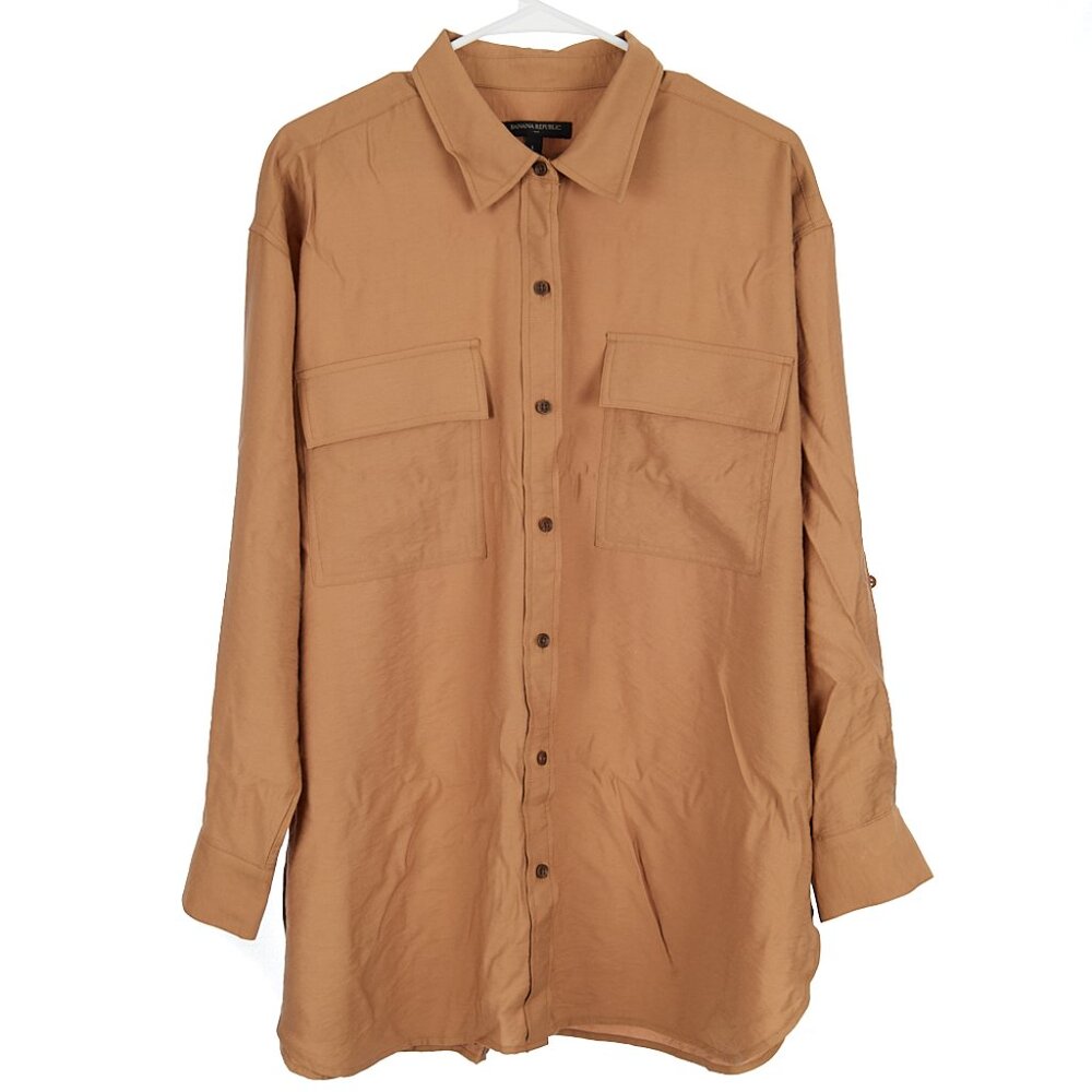 Banana Republic Button Front Roll Tab Utility Shirt Women's Size Large